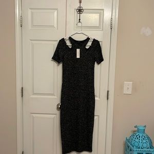 NWT Black Sparkling Cold Shoulder Dress